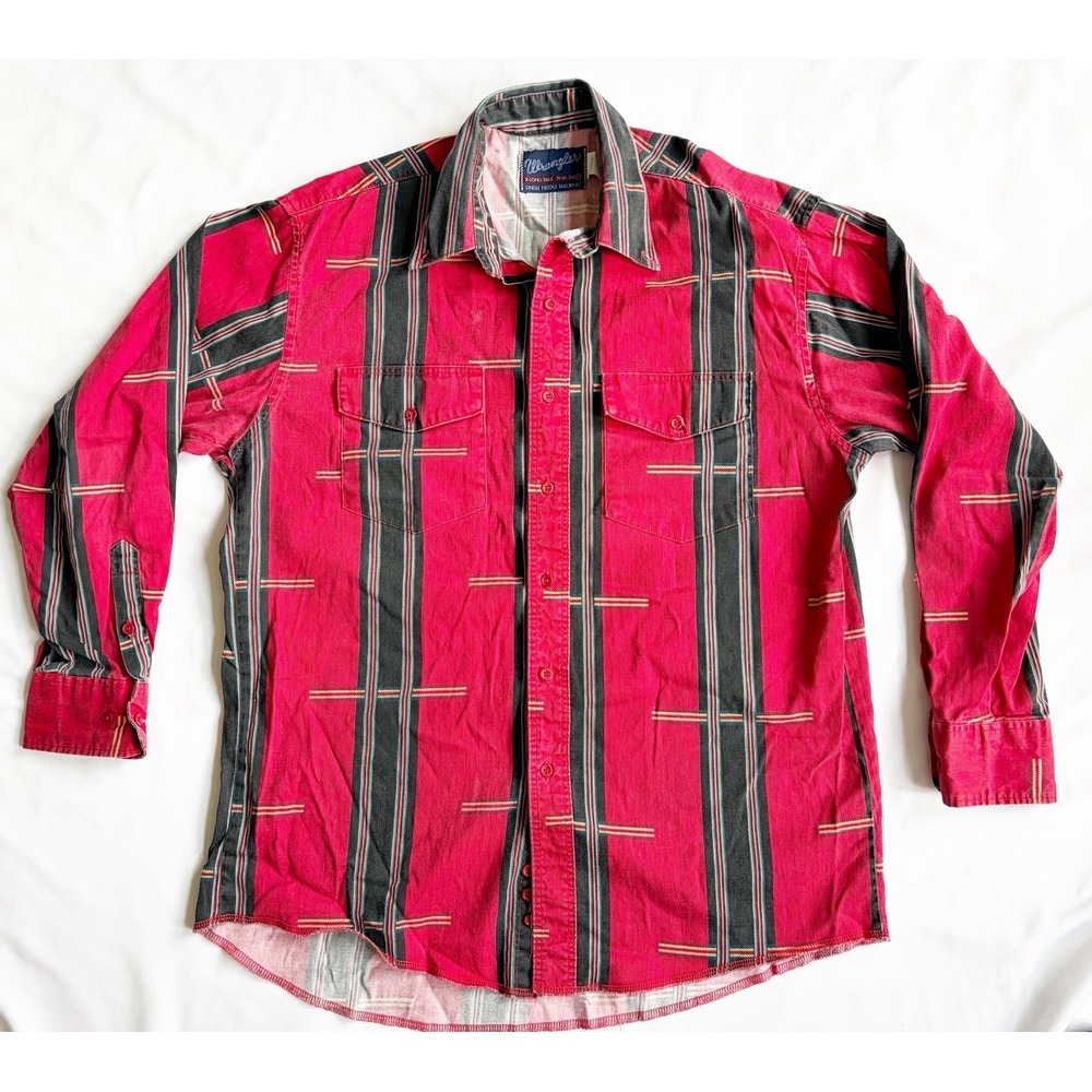 Vintage Wrangler Brushopper X-Long Tails Single Thread Southwest Shirt 16.5-34